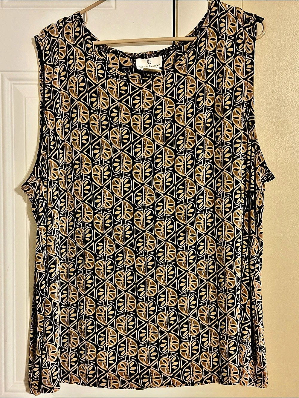 The Travel Collection Geometric Tunic in Black & Brown Size 3X